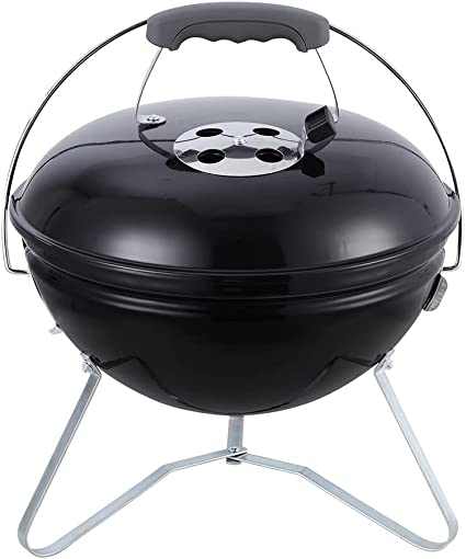 Charcoal BBQ Grill, Small Portable Barbecue Grill Camping Kettle BBQ Grill with Lid