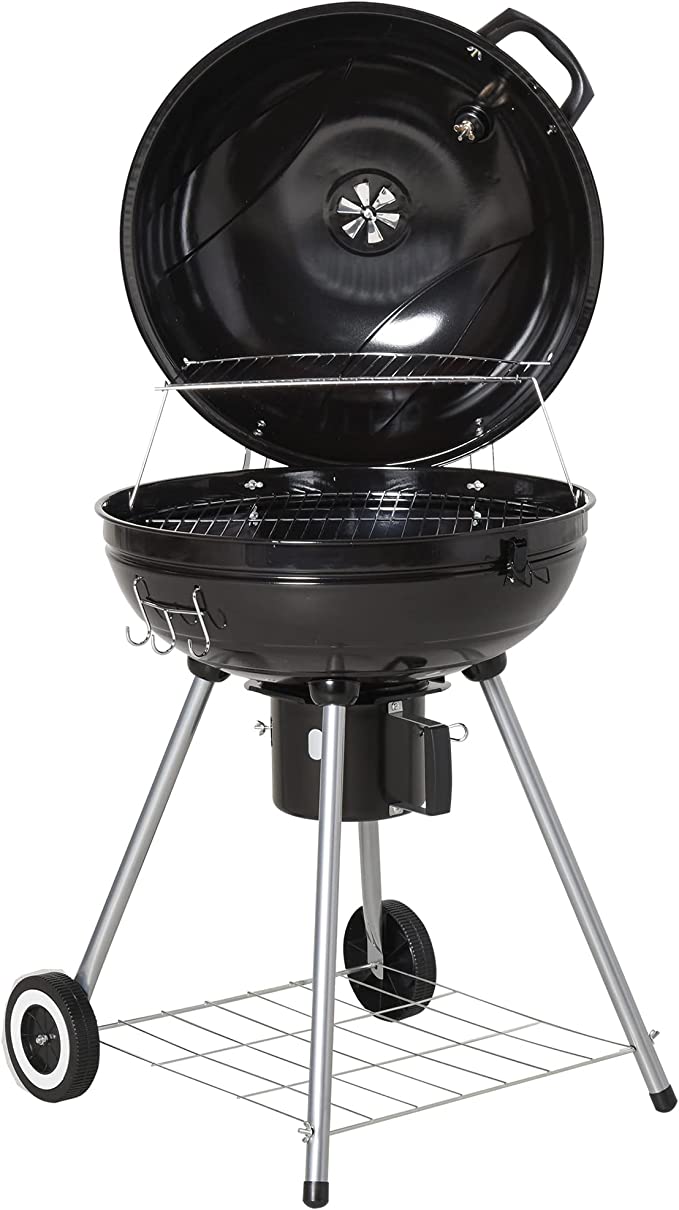 Outsunny Round Kettle Charcoal BBQ Grill Garden Barbecue Picnic Family Party Camping